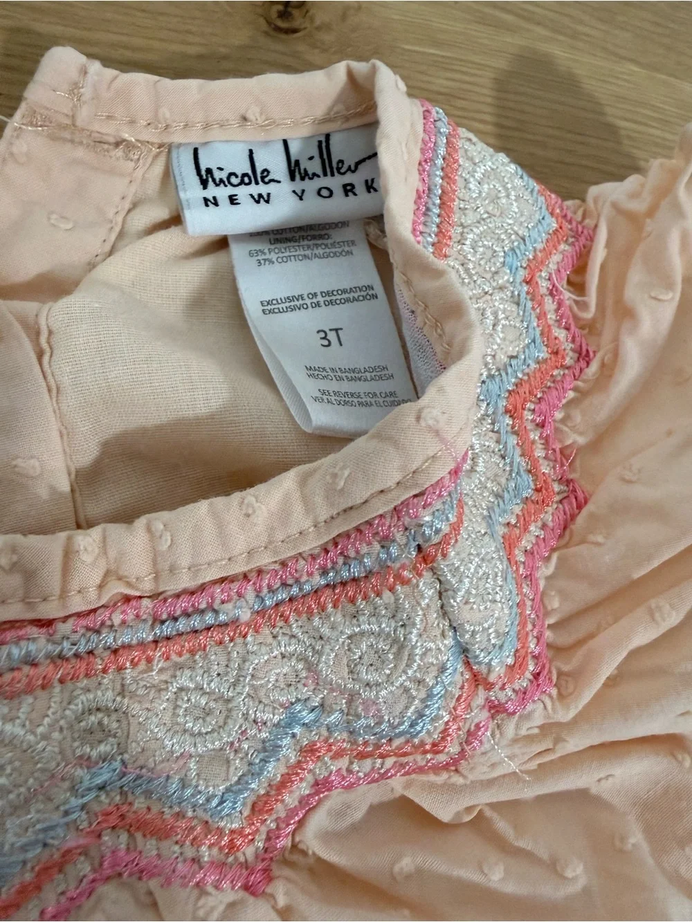 Peach Smocked Flutter Sleeve Top & Light Blue Denim Nicole Miller Shorts Set